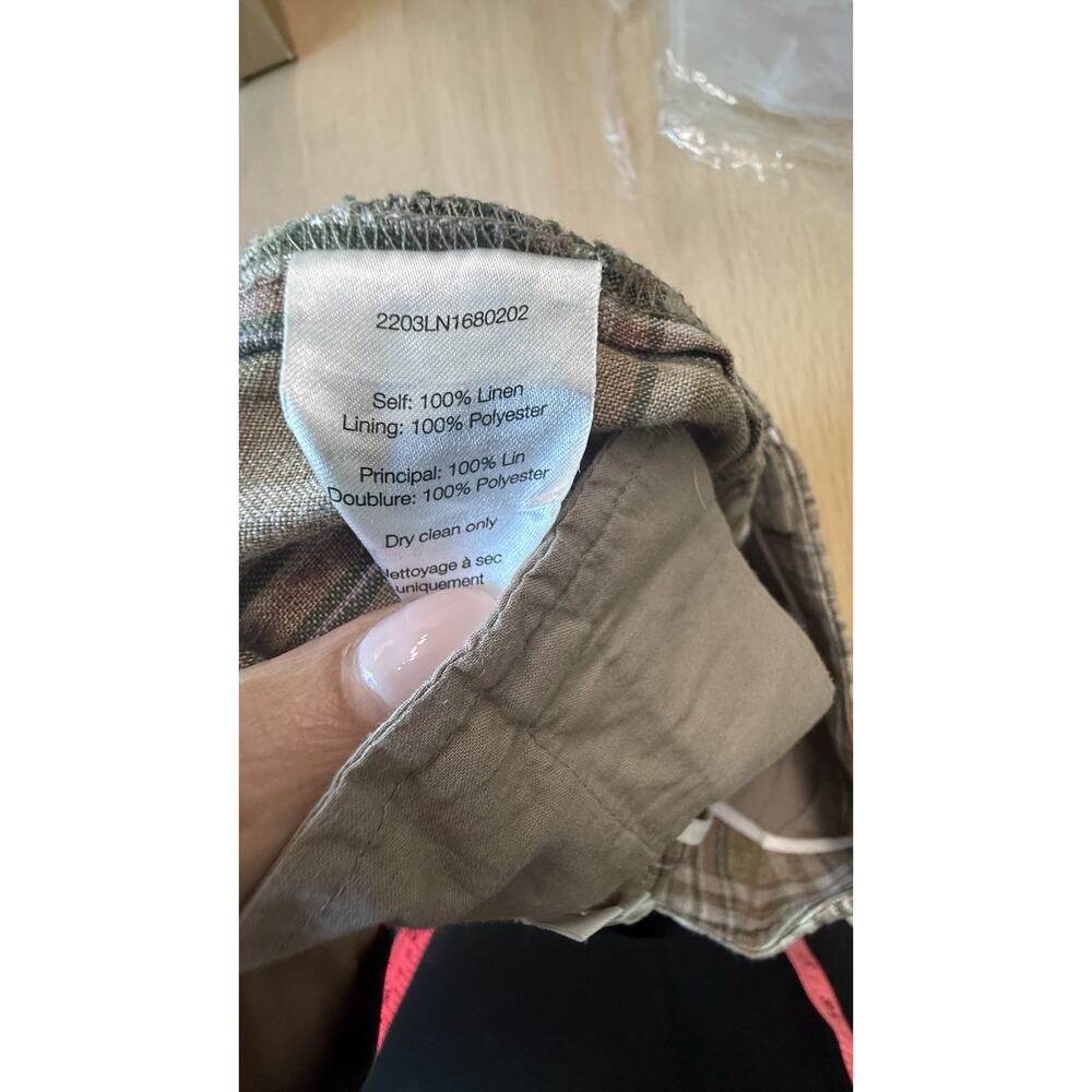 Veronica Beard Jazmin Short Size 4 Plaid Sage Multi Linen Flat Front $378 - Picture 11 of 12